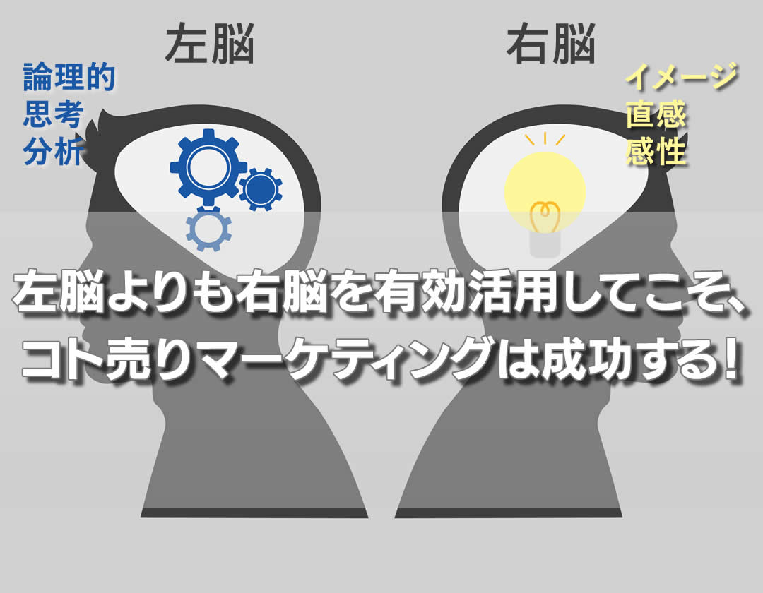 左脳も大切だけれど、右脳を活かすことで、コト売りマーケティングは成功する！