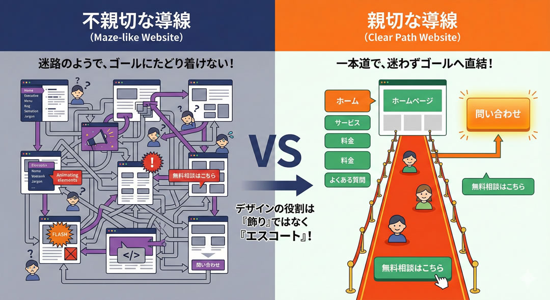 【見分け方2】デザインの役割は？「飾り」対「エスコート」