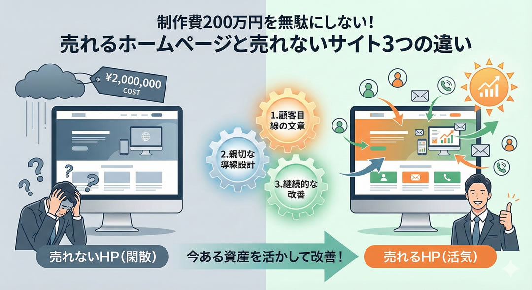 制作費200万円を無駄にしないために。売れるホームページと売れないサイトの3つの見分け方
